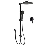 WELS Matt Black Twin Round 12" Shower Head Set Handheld Flexible Rail Wall Arm Mixer V1233-HR002M4CBSC842BKSR112BKRD201B