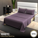 4pc 1000 Thread Count Cotton Rich King Bed Sheet Gift Pack CVC Microfibre Blend in Lilac CVC-10KS-LIL