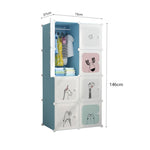 SOGA 8 Cubes Blue Portable Wardrobe Divide-Grid Modular Storage Organiser Foldable Closet WROBE2012