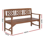 Gardeon Outdoor Garden Bench Wooden Chair 3 Seat Patio Furniture Lounge Natural ODF-BENCH-3SEAT-NTL-AB