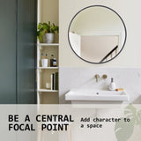 2 Set Wall Mirror Round Aluminum Frame Bathroom 70cm BLACK V274-FT-BM-ALUR-BK70-X2