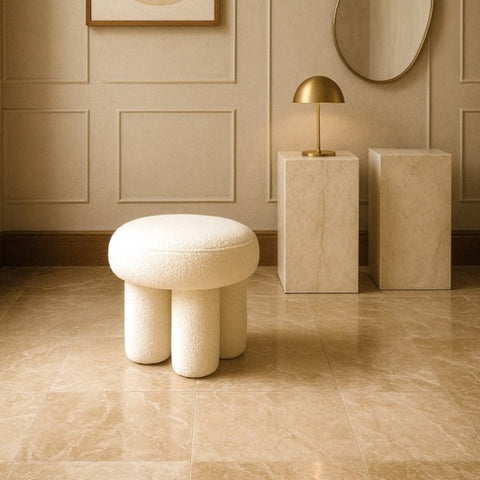 Interior Ave - Bentley Boucle Ottoman White V355-IA-O9-W