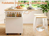 Artiss Kitchen Island Trolley Rolling Serving Cart Storage Drawer Cabinet 90cm White FUR-S-KI-FLD90-WH-AB