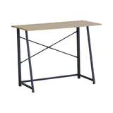 CARLA HOME Foldable Computer Desk - Oak Steel Frame Study Table - Brown - Foldable Desk V178-36467