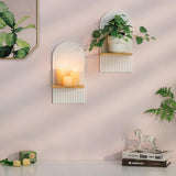 2-Pack Bohemian Style Wooden Wall Shelves with Expander Bolts, White, Compatible with Living Rooms V1188-MS-325-1218