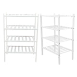 4 Tier Shoe Rack White Stackable Shoes Rack Organizer Multifunctional Bamboo Shoe Rack for Home V1294-YM0521-3117230094411