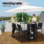 Gardeon Outdoor Bar Table Wicker Dining Bistro Glass Desk Steel Patio Furniture Black ODF-BAR-TABLE-STORE-BK