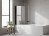 3 Fold Black Folding Bath Shower Screen Door Panel 1300mm x 1400mm V63-831511