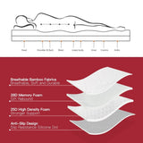 8cm Memory Foam Mattress Topper with Bamboo Cover - Single Size V915-MB0100