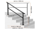 Outdoor Handrails for Steps, 4-5 Step Stair Rail Kit, Black Square Tube with Horizontal Bar, Carbon V952-FGDHGZLSLZFSY0FVPV0