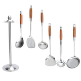 Kitchen Spatula Set 304 Stainless Steel Wood Handle Spatula Frying Shovel Cooking Utensils V1294-YM0901-3118200261011