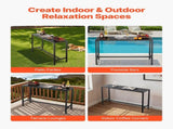 Outdoor Bar Table, 120 x 37.5 cm Patio Bar Table, Waterproof Top & Sturdy Metal Frame, Rectangle V952-ZFLTJBZFX4720NCC7001V0