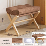 Brown Foldable Ottoman & Padded Footstool with Velcro Stability & Spare Cusion - Cotton Linen V888-ELOSUNG494233