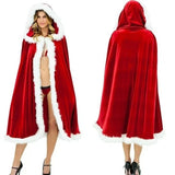 Ladies' elegant hooded cape robe - Long winter coat, long plush fur collar, red V1105-YAPF-01