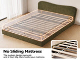 Artiss Double Bed Frame with Storage Drawer, Chenille Curved Headboard BFRAME-I-MOSS-D-GN-AB