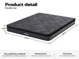 Giselle Bedding Double Mattress 25cm Pocket Spring Latex Euro Top Medium Firm Bed MATTRESS-D-NOIR-25-D