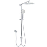 WELS Chrome 10" Round Rain Handheld Twin Shower Head Arm Sliding Rail Arm Diverter Set V1233-HR002M4CSC842KSR110