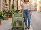 Green Double Layer Pet Backpack and Trolley Carrier - Foldable Large Capacity Design, Breathable V888-ELOSUNG52955