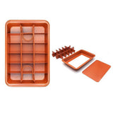 Baking Pan with Divider 18 Compartment Mold Baking Tray with Cutter Built in Slicer Brown V1369-AZ3-W-21159