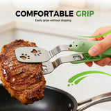 2 PCS Stainless Steel Grill Clamp, Upgrade Cooking Spatula Tongs with Non-Slip Grip, Heavy Duty V1258-DP02-F-46