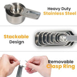 21 Pieces Measuring Cups and Spoons Set - Includes 7 Stainless Steel Measuring Cups,8 Rectangular & V1192-AZ-W-31891