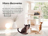 CARLA HOME 134cm Cat Tree Tower for Indoor Cats with Plush Perches, Dual Condos, Natural Sisal V178-36392