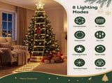 Jingle Jollys Christmas Ladder Lights Santa 3.4m 328LED Hanging Decor Warm White XMAS-MOT-D-LADDER-GD
