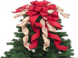 Red Plaid Burlap Christmas Tree Decoration Large Bow Christmas Tree Decoration for Indoor or Outdoor V1263-JX-1850