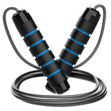 5 PCS Black-blue Adjustable Steel Wire Speed Jump Rope Set - Professional Fitness Rope with Ball V888-ELOSUNG38173