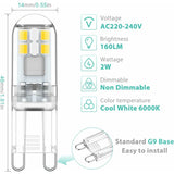 G9 LED Bulbs 1.5W Equivalent To 20W Halogen Light Cool White 6000K, Ac 220-240V, Non-Dimmable, Mini V1188-MS-227-0764