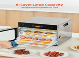 Food Dehydrator Machine, 6 Stainless Steel Trays, 400W Electric Food Dryer with Adjustable V952-SGHGJ400W6G01Z5W8V3