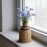 Rattan Vase, Small Braided Boho Vases, Hand Woven Vases Decor, Rustic Farmhouse Round Wicker Vase V1369-AZ3-W-09975