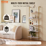 Industrial Square Pipe Shelf 5 Tier 64x30x182.5cm Wall-Mount Gold White V952-JSGZWJFGHMBJJLPOLV0