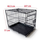 42" Pet Dog Cage Kennel Metal Crate Enlarged Thickened Reinforced Pet Dog House V360-PTDC0007-BK-42