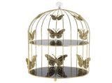Golden Bird Cage Shape Cosmetic Rack Desktop Makeup Organizer Rack Double Tier Cupcake Cake Stand V1294-YM0901-3117250099511
