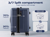 Wanderlite 2pcs Trunk Luggage Suitcase Travel Carry On TSA Lock 12" 20" Navy LUG-ABS-TRUK-12-20-NA