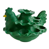 Easter Chicken Shaped Deviled Egg Platter, Reusable Holiday Deviled Oval Tray, Green Plastic Eggs V1370-AZ4-24850
