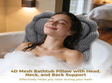 4D Mesh Bathtub Pillow with Head, Neck, and Back Support, Ergonomic Wave Design, 16.5" x 17.3", V1192-AZ-W-18502