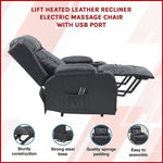 Lift Heated Leather Recliner Electric Massage Chair with USB port V63-847651