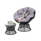 Gardeon Outdoor Lounge Setting Papasan Chair Wicker Table Garden Furniture Black ODF-PAPASAN-CHTB-BK
