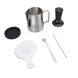 Latte Art Tools Set Milk Frother Cup with Latte Art Pen Coffee Tamper Tamping Mat 16 Coffee Stencils V1294-YM0901-3118250014911