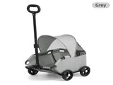 Grey Foldable Pet Stroller and Adjustable Sun Canopy - Spacious 4-Weel Wagon with 360&deg Rotating V888-ELOSUNG55904