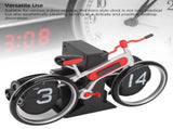 Modern Bicycle Flip Clock Creative Mechanical Desk Timepiece with Dual Rotating Wheels, Retro V1107-CS-ZXCZBHO
