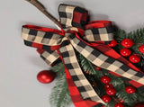 Xmas Teardrop Swags Winter Rustic Artificial Hanging Garland Greenery with Pine Cones Bow Red V1294-YM0901-240926HL06-1