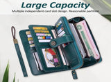Leather Wallet Women Rfid Blocking Large Capacity, Zip Around Long Wallet - Pu Phone Clutch Purse, V1189-LWWAL-20260325-00078
