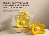 Cute Smiley Flower Ceramic Vase - Glossy Floral Shaped Decorative Vase, Modern V888-ELOSUNG57131-1