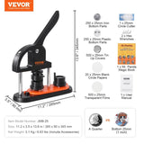 VEVOR Button Maker Machine, 0.98 inch/25mm Pin Maker, Installation-Free Badge Punch Press Kit, V952-SLKXZJ25MM500F0YVV0