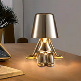Bedside Touch Control Table Lamp,Creative Little Golden Man Decorative Thinker Statue LED Desk V1192-AZ-W-9787