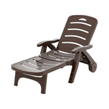 Gardeon Sun Lounger Folding Lounge Chair Wheels Patio Outdoor Furniture Brown ODF-SUNBED-PP150-BR