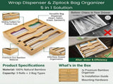 CARLA HOME Bamboo Wrap Organiser, 5 in 1 Dispenser with Cutter for Kitchen V178-36483